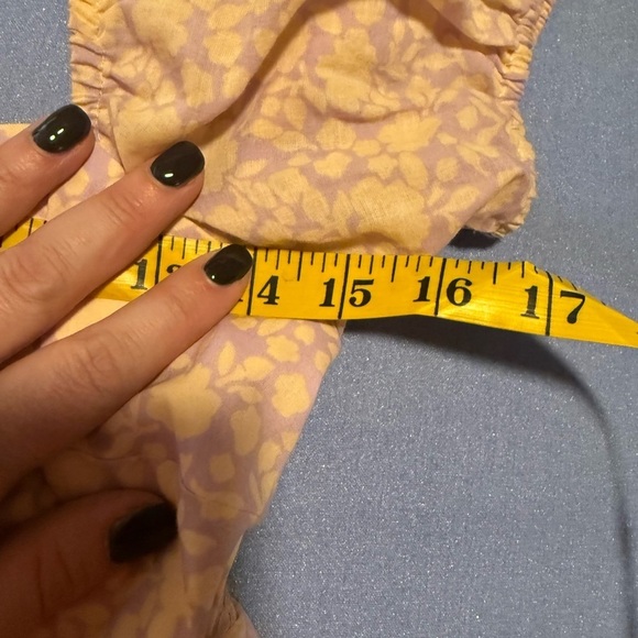 The Impeccable Pig Orange and Purple Ruched Puff Sleeve Midi Dress - Picture 7 of 8